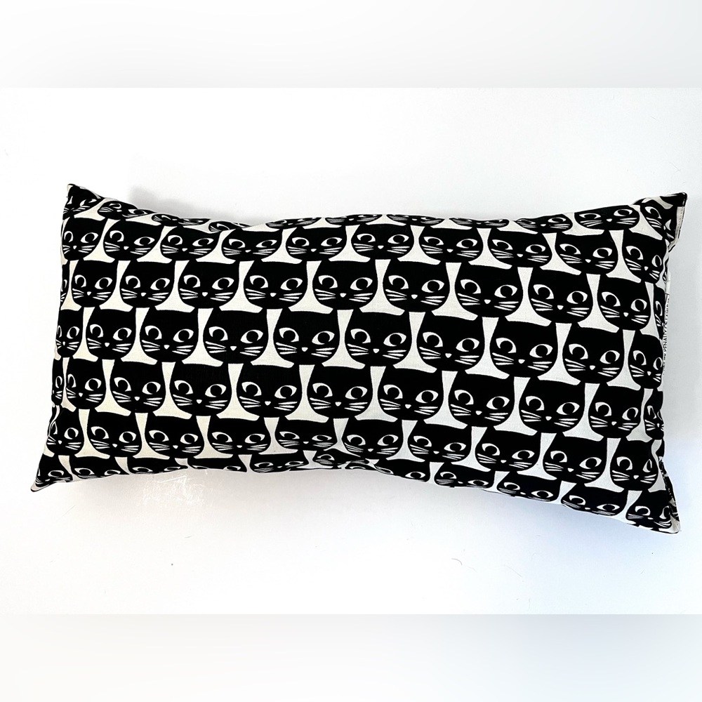Vintage Y2K Ikea Mattram Cat Face Black White Rectangular Lumbar Pillow Retro